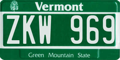 VT license plate ZKW969