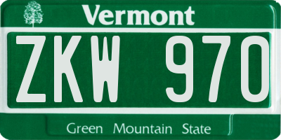 VT license plate ZKW970