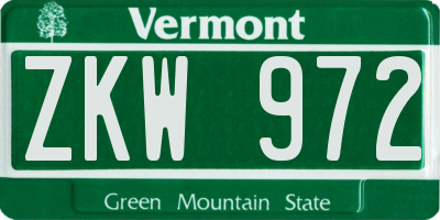 VT license plate ZKW972