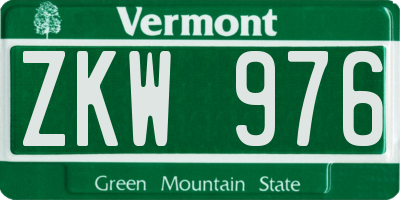 VT license plate ZKW976
