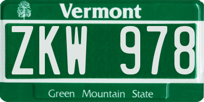 VT license plate ZKW978