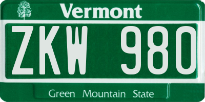VT license plate ZKW980