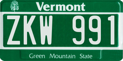 VT license plate ZKW991