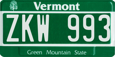 VT license plate ZKW993