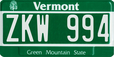 VT license plate ZKW994