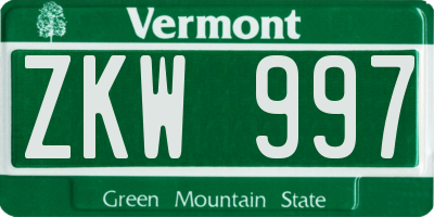 VT license plate ZKW997