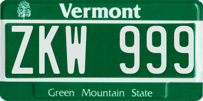 VT license plate ZKW999