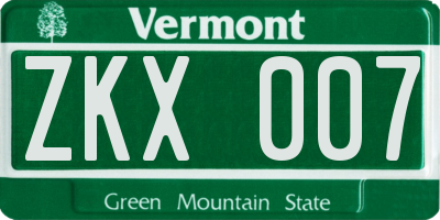 VT license plate ZKX007
