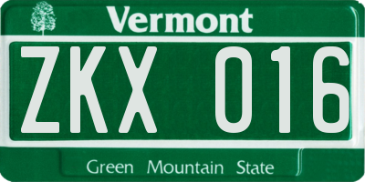 VT license plate ZKX016