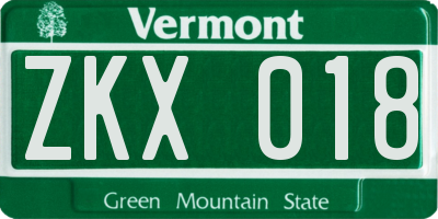 VT license plate ZKX018