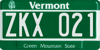 VT license plate ZKX021