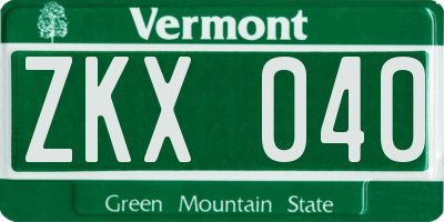 VT license plate ZKX040