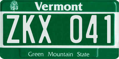 VT license plate ZKX041