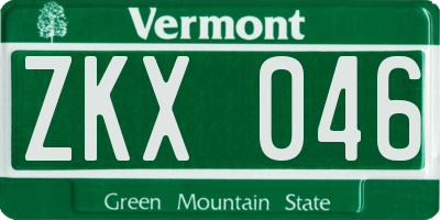 VT license plate ZKX046