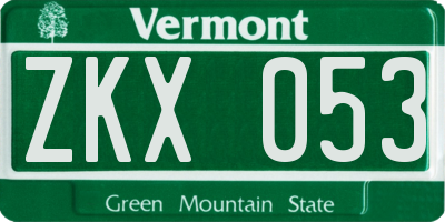 VT license plate ZKX053