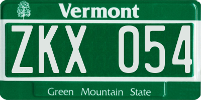 VT license plate ZKX054