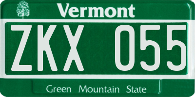 VT license plate ZKX055