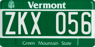 VT license plate ZKX056