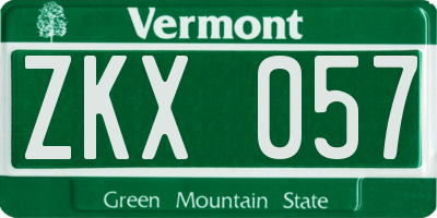 VT license plate ZKX057