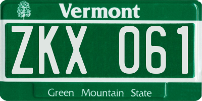 VT license plate ZKX061