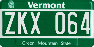 VT license plate ZKX064