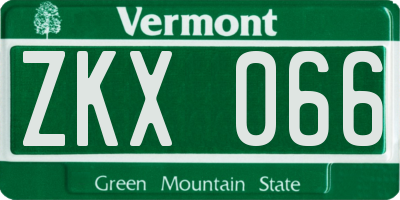 VT license plate ZKX066