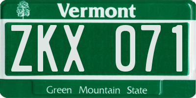 VT license plate ZKX071