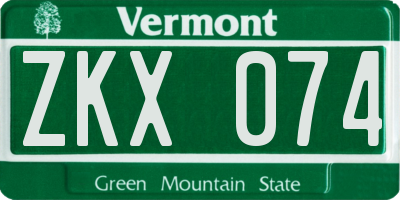 VT license plate ZKX074
