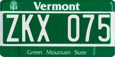 VT license plate ZKX075