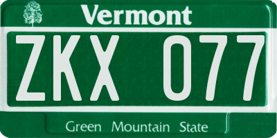 VT license plate ZKX077