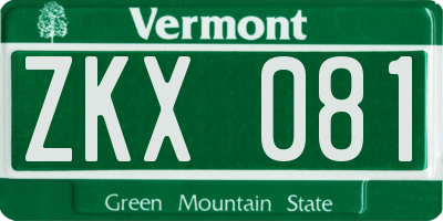 VT license plate ZKX081