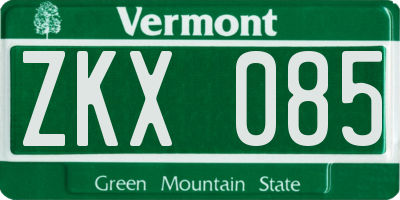 VT license plate ZKX085