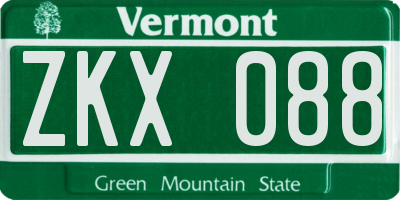 VT license plate ZKX088