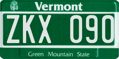 VT license plate ZKX090