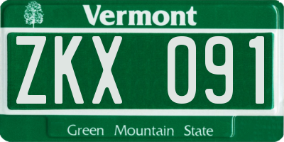 VT license plate ZKX091