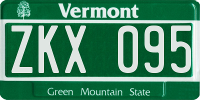 VT license plate ZKX095