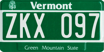 VT license plate ZKX097
