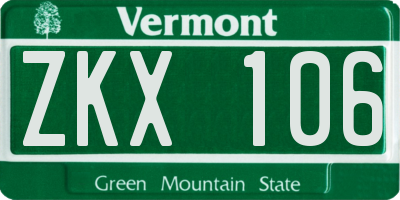 VT license plate ZKX106