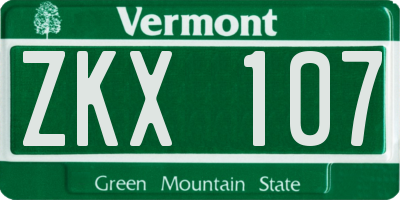 VT license plate ZKX107