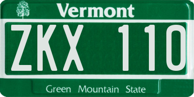 VT license plate ZKX110
