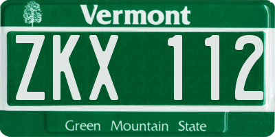 VT license plate ZKX112