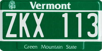 VT license plate ZKX113