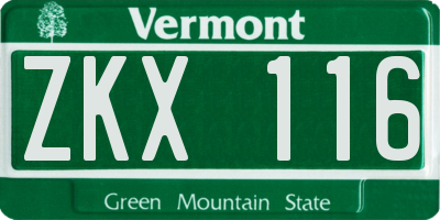 VT license plate ZKX116