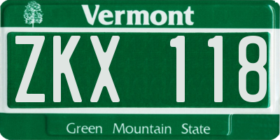 VT license plate ZKX118