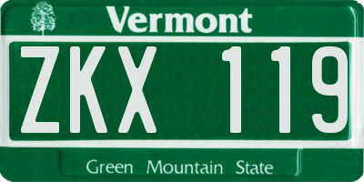 VT license plate ZKX119