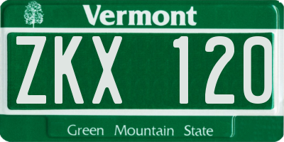 VT license plate ZKX120