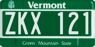 VT license plate ZKX121