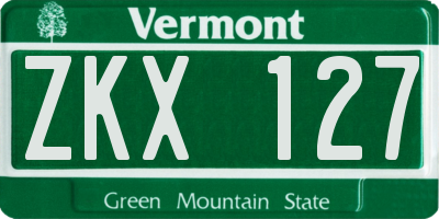 VT license plate ZKX127