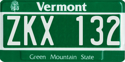 VT license plate ZKX132