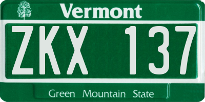 VT license plate ZKX137
